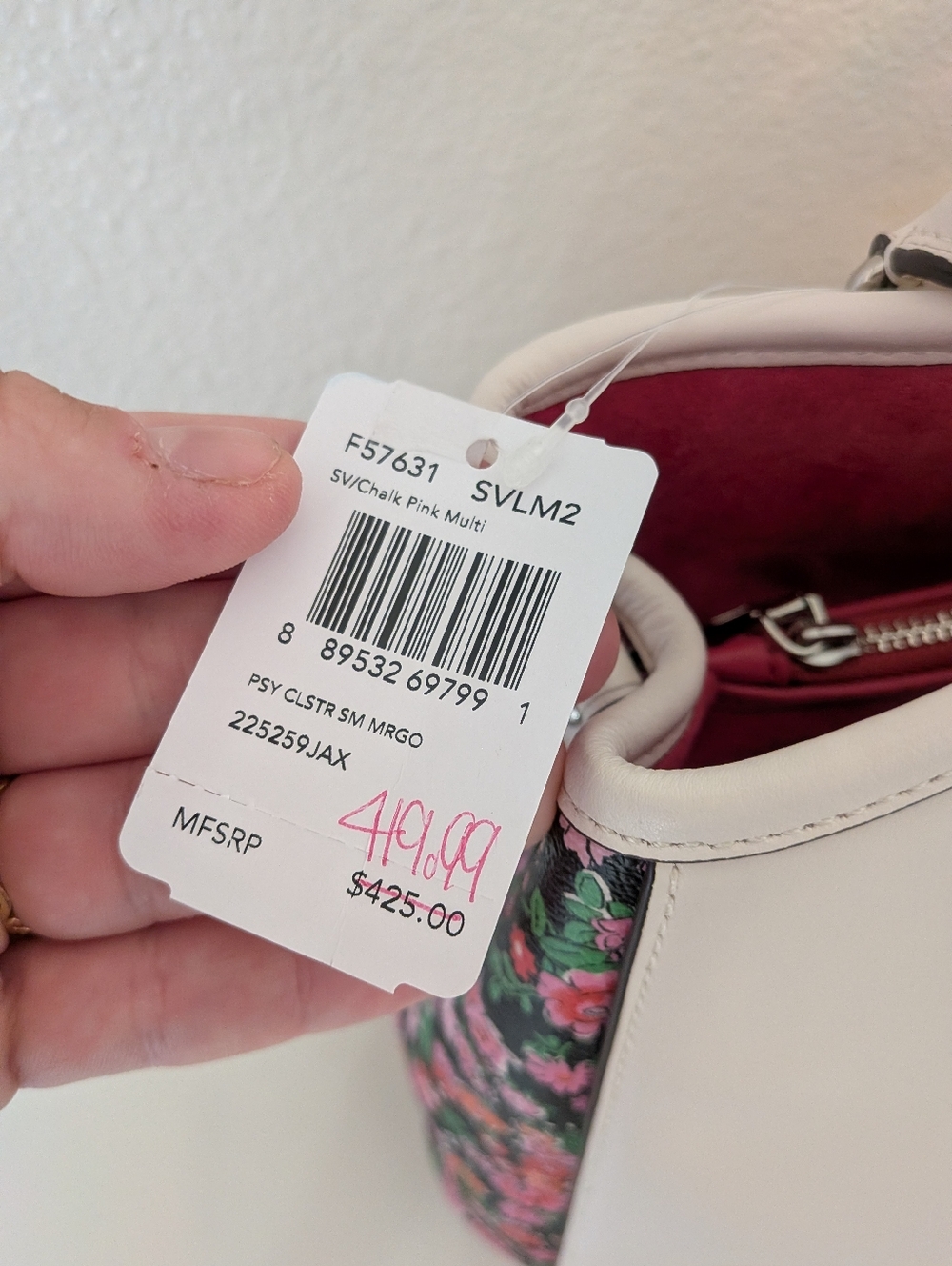 Coach Floral Detail Satchel Chalk NWT - Picture 7 of 10
